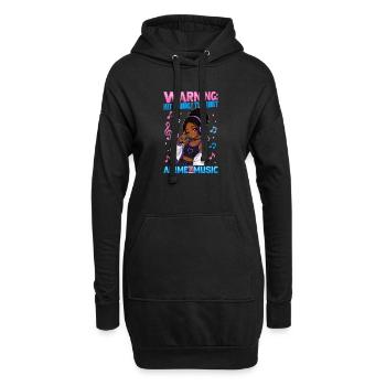 Anime and Music Chibi Black Girl - Hoodie-Kleid - Schwarz - Vorne