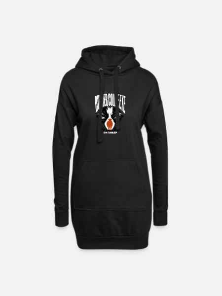 Border Collie Gifts, Border Collie Eye On Sheep - Hoodie Dress - black