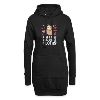 Une seule fille aime les paresseux - Sweat-shirt à capuche long Femme - noir - Devant