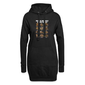 Braune Tiere Des World Wildlife Chart Bärenotter - Hoodie-Kleid - Schwarz - Vorne