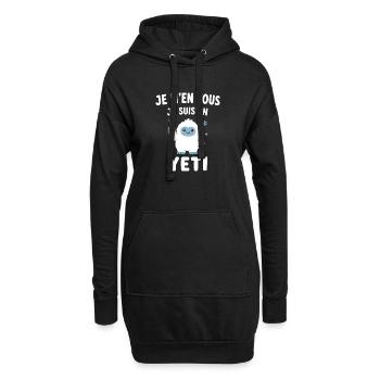 Je m'en fous, je suis Yéti - Sweat-shirt à capuche long Femme - noir - Devant
