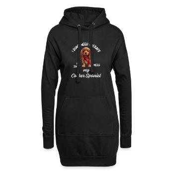 Thérapie avec le cocker spaniel - Sweat-shirt à capuche long Femme - noir - Devant