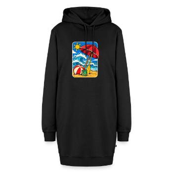 Retro Sunny Beach Day Illustration - Hoodie-Kleid - Schwarz - Vorne - AI Model Female 172 light (172cm)