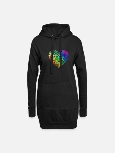 LGBT Gay Regenbogen Herz Liebe - Hoodie-Kleid - Schwarz