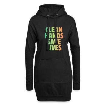 Les mains propres germinées sauvent des vies de quarantaine-hy - Sweat-shirt à capuche long Femme - noir - Devant