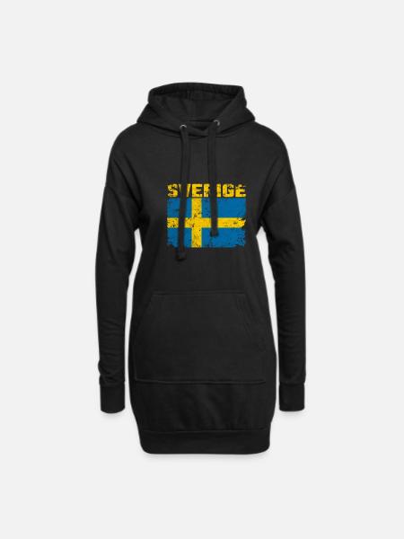 Sweden Sverige Scandinavia - Hoodie Dress - black