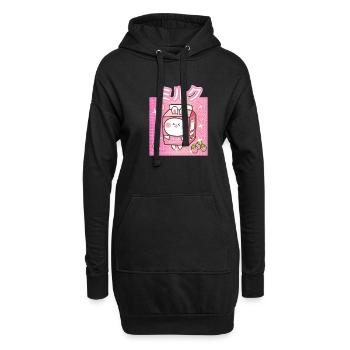 Funny Retro 90s Japan Erdbeer Milch Strawberry - Hoodie-Kleid - Schwarz - Vorne