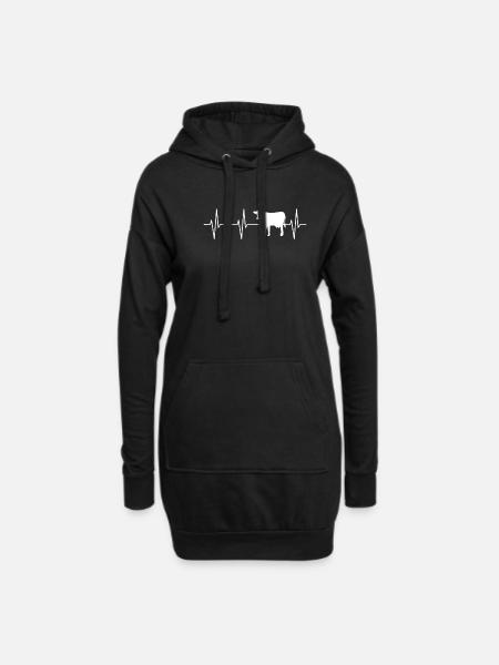 Cow Heartbeat Shirt - Hoodie-Kleid - Schwarz