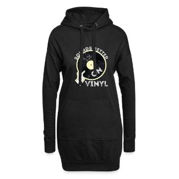 Old School Turntable DJ Sounds Better On Vinyl - Hoodie-Kleid - Schwarz - Vorne