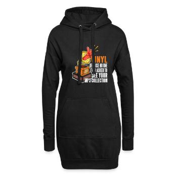 Vinyle parce que personne ne veut voir votre collection MP3 - Sweat-shirt à capuche long Femme - noir - Devant