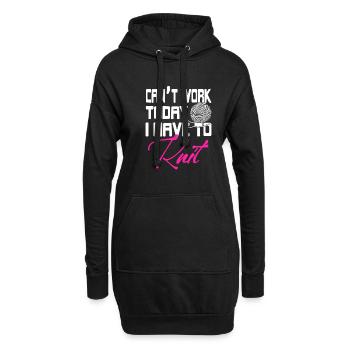Ich kann heute nicht arbeiten - ich muss stricken - Hoodie-Kleid - Schwarz - Vorne