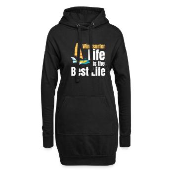 Windsurfer Das Leben Ist Das Beste Leben - Hoodie-Kleid - Schwarz - Vorne