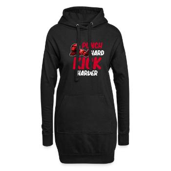 Hart Schlagen, Aber Härter Treten Lustiges - Hoodie-Kleid - Schwarz - Vorne