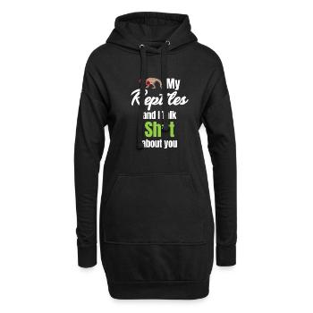 Mes reptiliens et moi disons de la merde sur vous - Sweat-shirt à capuche long Femme - noir - Devant