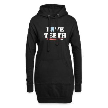 Liebe Zähne Lustige Dentalhygienikerin - Hoodie-Kleid - Schwarz - Vorne
