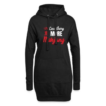 Moins de soucis : plus de jeux de Mahjong, - Sweat-shirt à capuche long Femme - noir - Devant