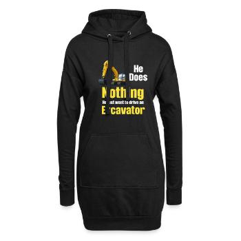 Il ne fait rien, il veut juste conduire une excavatrice - Sweat-shirt à capuche long Femme - noir - Devant