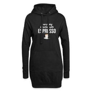 Alles Ist Besser Mit Espresso Koffeinsahne - Hoodie-Kleid - Schwarz - Vorne