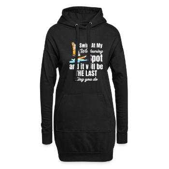 Nager à mon endroit de planche à voile drôle - Sweat-shirt à capuche long Femme - noir - Devant
