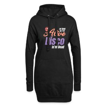 Solange Ich Lebe, Ist Disco Nicht Tot, Groovige - Hoodie-Kleid - Schwarz - Vorne