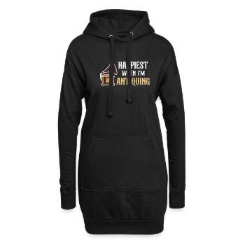 Je suis le plus heureux quand je cherche des antiquités - Sweat-shirt à capuche long Femme - noir - Devant