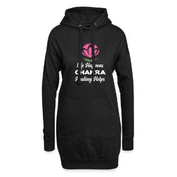 La vie se passe La guérison des chakras aide les bouddhistes - Sweat-shirt à capuche long Femme - noir - Devant