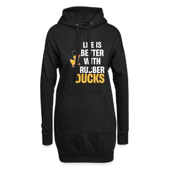 La vie est meilleure avec des canards en caoutchouc. Presseur - Sweat-shirt à capuche long Femme - noir - Devant
