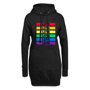 Love Shirt Gay LGBT Shirt Love is Love CSD Rainbow - Sweat-shirt à capuche long Femme - noir - Devant