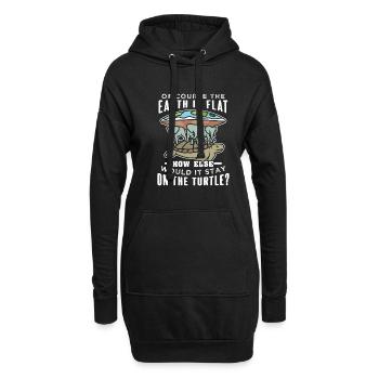 Flache Erde Schildkröte Elefanten - Hoodie-Kleid - Schwarz - Vorne
