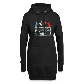 Boombox-Breakdance-Bboy-Hip-Hop-Tanz - Hoodie-Kleid - Schwarz - Vorne