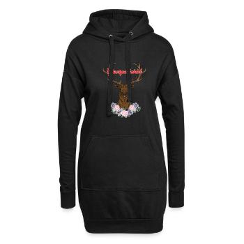Schwarzwaldmädel Hirsch Geweih - Hoodie-Kleid - Schwarz - Vorne
