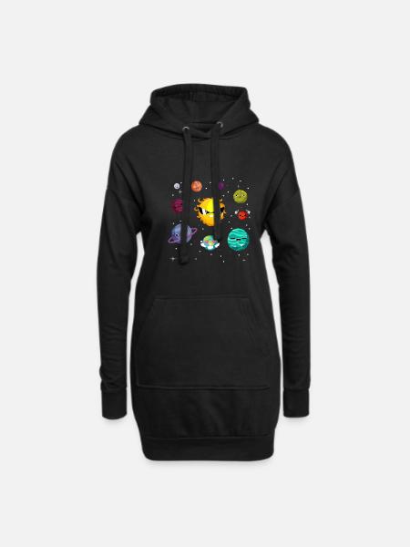 Funny planets of the solar system - Hoodie Dress - black