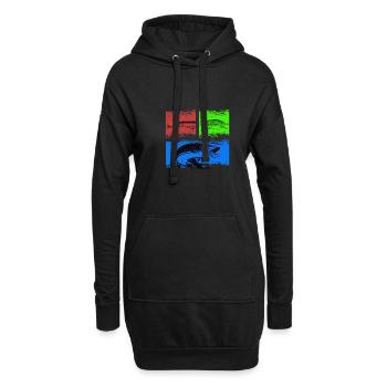 Pêche aux leurres et brochets - Sweat-shirt à capuche long Femme - noir - Devant