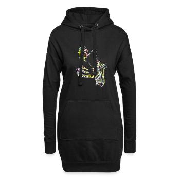Saxophoniste Jazz Musicien Saxophone - Sweat-shirt à capuche long Femme - noir - Devant