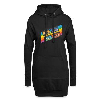 Vintage colorful Cassette Tape - Hoodie-Kleid - Schwarz - Vorne