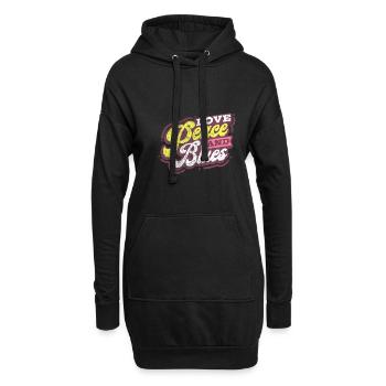 Liebe Frieden und Blues Musik - Hoodie-Kleid - Schwarz - Vorne