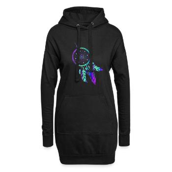 Attrape-rêves Indiens Dream dream plume - Sweat-shirt à capuche long Femme - noir - Devant