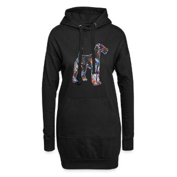 Airedale Terrier Geometrische Hemden - Hoodie-Kleid - Schwarz - Vorne