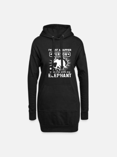 Elefant glücklich mit Elefant - Hoodie-Kleid - Schwarz