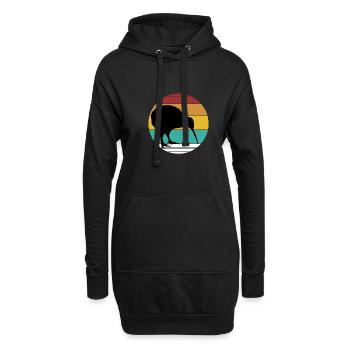 Kiwi Vogel Retro Sun Silhouette - Hoodie-Kleid - Schwarz - Vorne