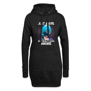 Juste une fille qui aime le cadeau Anime Manga Kawaii - Sweat-shirt à capuche long Femme - noir - Devant