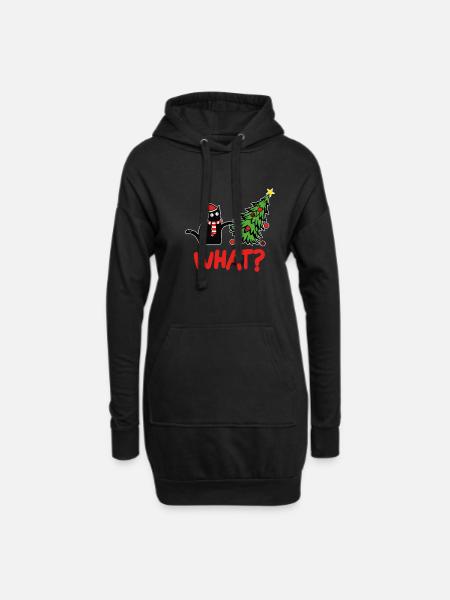 Weihnachtskatze What Weihnachtsbaum Kätzchen - Hoodie-Kleid - Schwarz