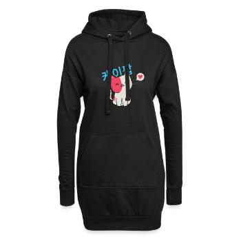 Chat Kpop Corée... K-Pop - Sweat-shirt à capuche long Femme - noir - Devant