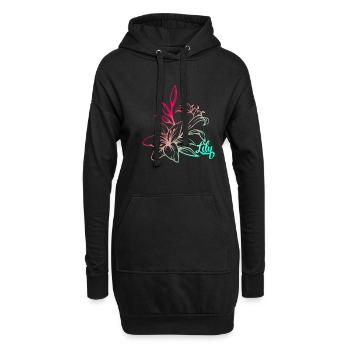Lys fleurs plante - Sweat-shirt à capuche long Femme - noir - Devant