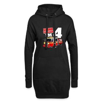 4. Geburtstag Happy Birthday Feuerwehr Auto - Hoodie-Kleid - Schwarz - Vorne