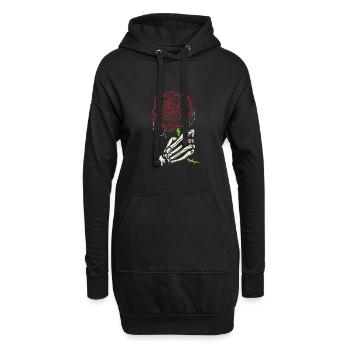 Skeleton Hand Red Rose Flower - Sweat-shirt à capuche long Femme - noir - Devant