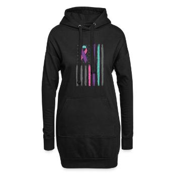 Schilddrüsenkrebs Band uns Flagge Schilddrüsenkrebs - Hoodie-Kleid - Schwarz - Vorne