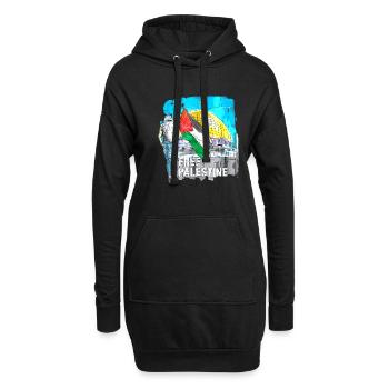 Palestine Liberté libre Liberté Gaza - Sweat-shirt à capuche long Femme - noir - Devant