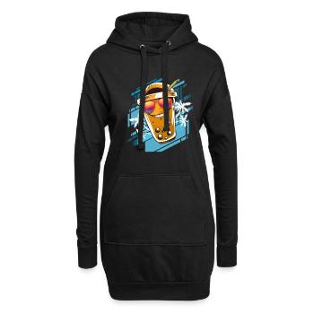 Summer Kawaii Bubble Tea mit Sonnenbrille Boba - Hoodie-Kleid - Schwarz - Vorne