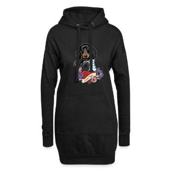 I Love Mom Tattoo I Dachshund Mom - Hoodie-Kleid - Schwarz - Vorne